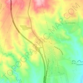 Las Pajanosas topographic map, elevation, terrain
