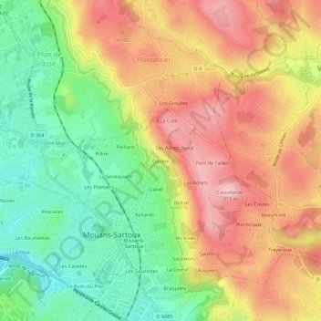 Gipiere topographic map, elevation, terrain