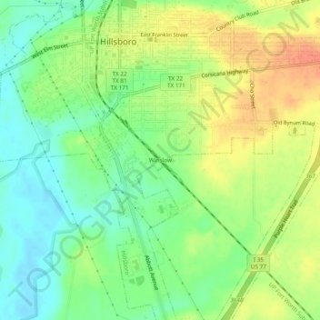 Winslow topographic map, elevation, terrain