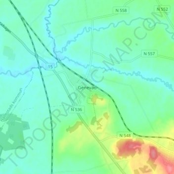 Genevad topographic map, elevation, terrain
