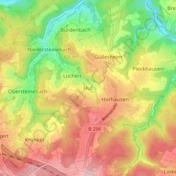 Huf topographic map, elevation, terrain