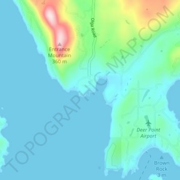 Olga topographic map, elevation, terrain