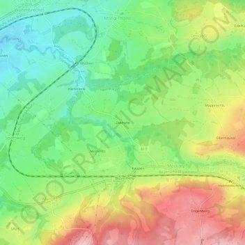 Zwiesele topographic map, elevation, terrain
