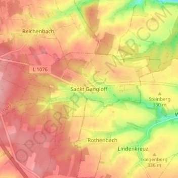 Sankt Gangloff topographic map, elevation, terrain