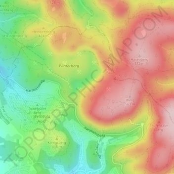 Neue Winterberghöhle topographic map, elevation, terrain
