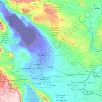 Imperial topographic map, elevation, terrain
