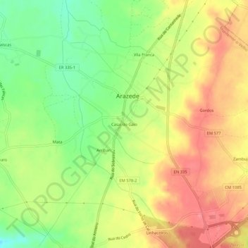 Casal do Gaio topographic map, elevation, terrain