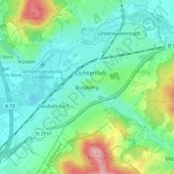 Burgberg topographic map, elevation, terrain