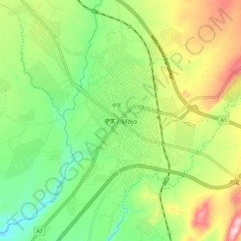 Mojo topographic map, elevation, terrain