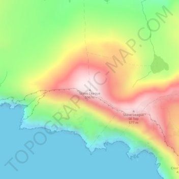 Slieve League topographic map, elevation, terrain