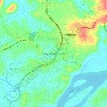 Mangattuparamba topographic map, elevation, terrain