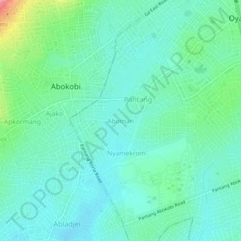 Aboman topographic map, elevation, terrain