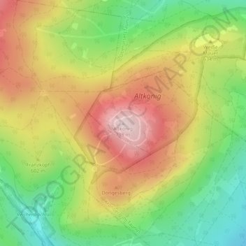 Altkönig topographic map, elevation, terrain
