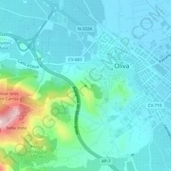 Tossal de la Creu topographic map, elevation, terrain