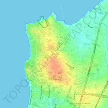 Na Kluea topographic map, elevation, terrain