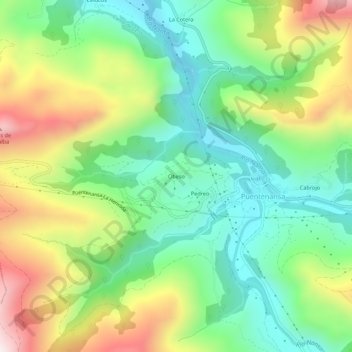 Obeso topographic map, elevation, terrain