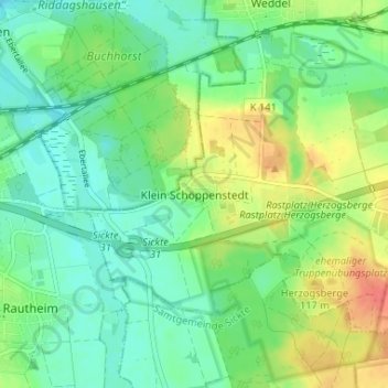 Klein Schöppenstedt topographic map, elevation, terrain