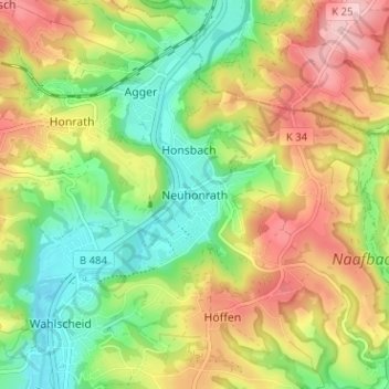 Neuhonrath topographic map, elevation, terrain
