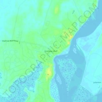 Shellman Bluff topographic map, elevation, terrain