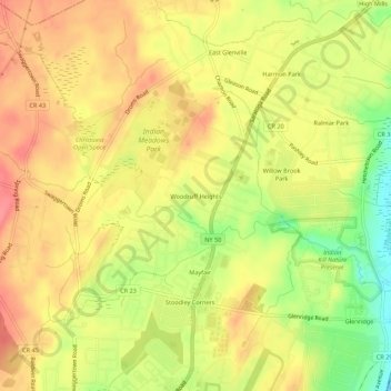 Woodruff Heights topographic map, elevation, terrain