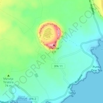 Rano Raraku topographic map, elevation, terrain