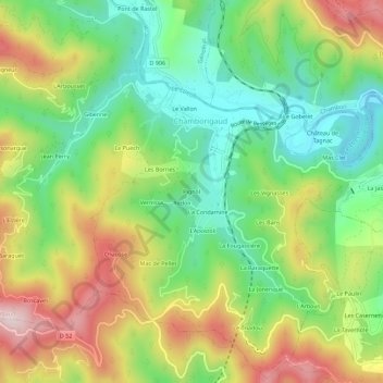 Pignol topographic map, elevation, terrain