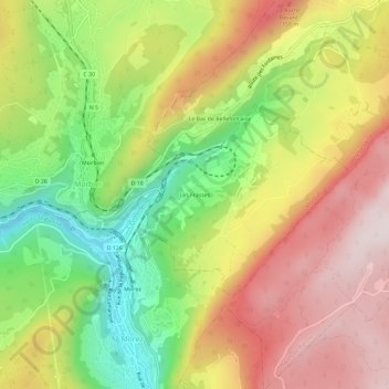 Les Frasses topographic map, elevation, terrain
