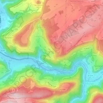 Les Sillots topographic map, elevation, terrain