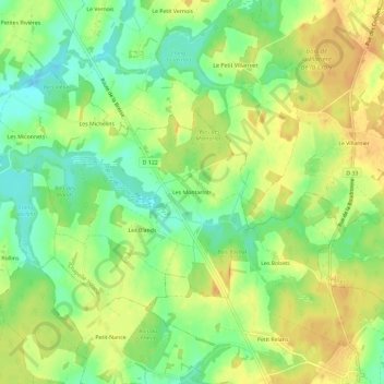 Les Montarlots topographic map, elevation, terrain
