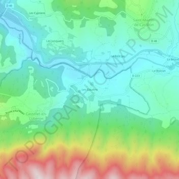 Les Gaudins topographic map, elevation, terrain