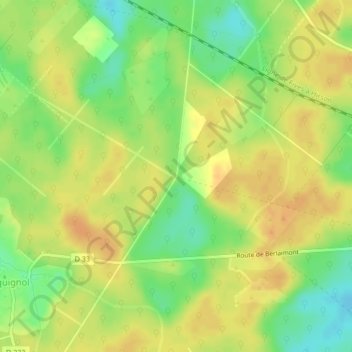Carrefour de la Roulie aux Equettes topographic map, elevation, terrain
