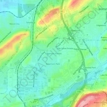 Edgemoor Estates topographic map, elevation, terrain