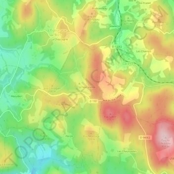 Le Mas Vallier topographic map, elevation, terrain