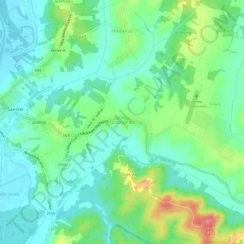 Grabovnica topographic map, elevation, terrain