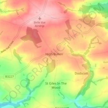 High Bullen topographic map, elevation, terrain