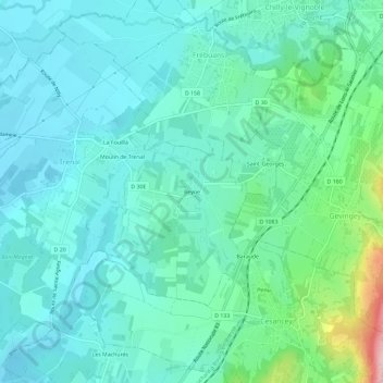 Beyne topographic map, elevation, terrain