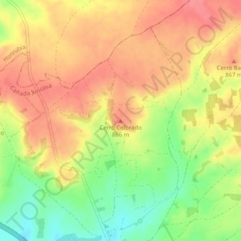 Cerro Colorado topographic map, elevation, terrain