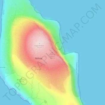 Uppi á Manni topographic map, elevation, terrain