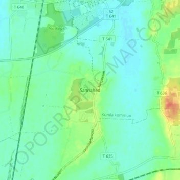Sannahed topographic map, elevation, terrain