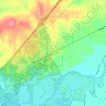 Friendship topographic map, elevation, terrain