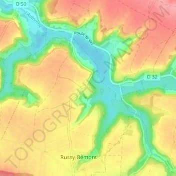 Bémont topographic map, elevation, terrain