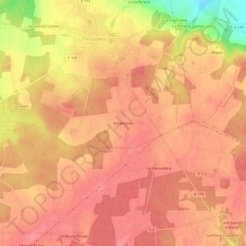 Kerantoine topographic map, elevation, terrain