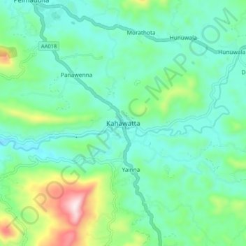 Kahawatta topographic map, elevation, terrain