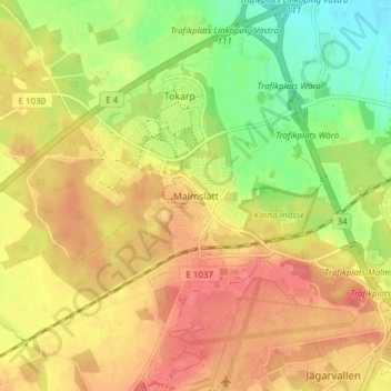 Malmslätt topographic map, elevation, terrain