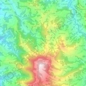 Sefaköy topographic map, elevation, terrain