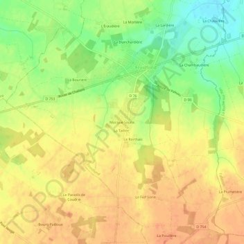 Mocque Souris topographic map, elevation, terrain