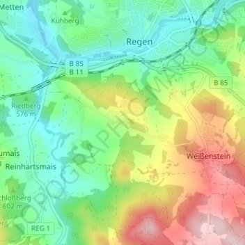 Kattersdorf topographic map, elevation, terrain