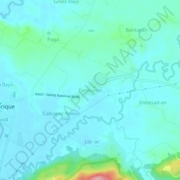 Tambunac topographic map, elevation, terrain