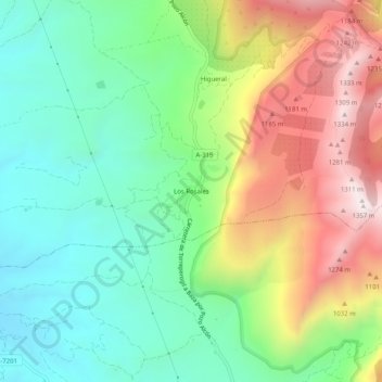 Los Rosales topographic map, elevation, terrain
