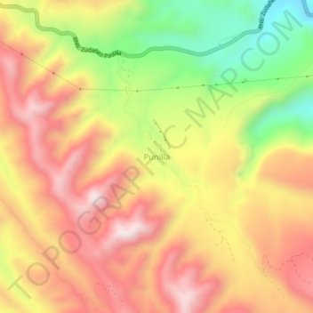 Punilla topographic map, elevation, terrain